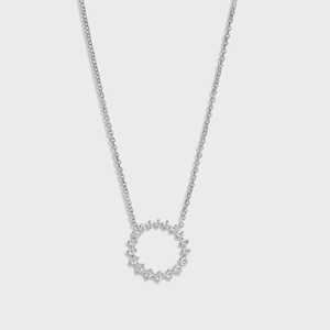 Collares con Colgante de Círculo Abierto de Diamantes, Redondos, Cultivados en Laboratorio, Cadena de Oro Sólido de 14K y 18K, 16 y 18 Pulgadas, Joyería Fina Delicada para Uso Diario - Product Image 3