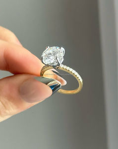 IGI Lab Grown Cut Diamond Vintage 14K Yellow Prong Set Boda/Compromiso Unisex Fine White Gold Anniversary Party Ring - Product Image 3