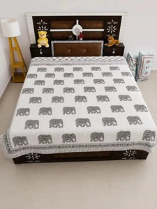 Artistic Elephant design Hand Block Print Cotton <b>Quilt</b> Jaipuri Razai Handmade Indian Boho Bedspread <b>Bedding</b> - Product Image 2