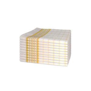 Ensemble de torchons de cuisine classiques en coton à rayures jaunes, chiffons à vaisselle 100% coton réutilisables, écologiques, vente en gros, fabricant - Product Image 1
