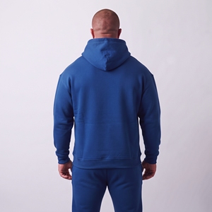 Sudadera con Capucha Azul Sólido para Hombre, Corte Regular, Informal, con Bolsillo Canguro y Cordón Ajustable, para Otoño - Product Image 2
