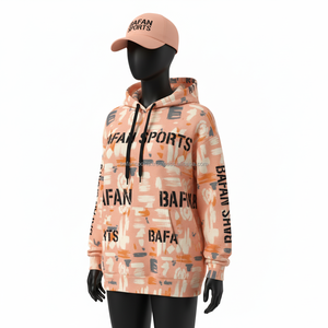 Sudadera con capucha de lana Premium 320GSM para mujer, mezcla de algodón suave, estampado abstracto de melocotón con logotipo personalizado bordado, sudaderas básicas para mujer - Product Image 4