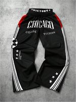 Pantalon de jogging ample Y2K pour homme, style punk, avec lettres graphiques, double taille et jambes larges
