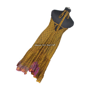 Vestido de seda vintage de aspecto elegante para mujer, vestido de seda tipo sari, elegante vestido de noche sin mangas para damas. - Product Image 2