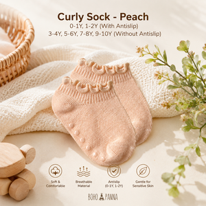 Chaussettes bouclées pour garçons et filles, couleur pêche, en tissu doux et respirant, offrant un confort flexible pour un usage quotidien, de 5 à 6 ans. - Product Image 4