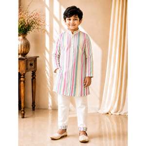 Ensemble Kurta Pajama pour homme Twisha-Xpressions, veste vert olive, manches longues, entièrement imprimé, coton, traditionnel, ethnique, pour fête, mariage - Product Image 4