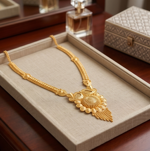 DIVYORO Gold Plated <b>Copper</b> Alloy Classic Statement Necklace for Women's Adjustable Length Bead <b>Chain</b> Pendant Design All - Product Image 2