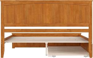 Cama de plataforma de madera maciza tamaño King de diseño tradicional con juego de estribos a juego de estribos Twin XL - Product Image 5