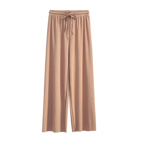 Pantalon droit décontracté d'été pour femme, respirant, écologique, taille haute élastique, coupe ample, en molleton, séchage rapide, 100 % coton - Product Image 5