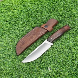 Couteau de chasse utilitaire à lame fixe artisanal haut de gamme, bord droit, acier inoxydable, étui en cuir, survie en plein air, OEM - Product Image 5