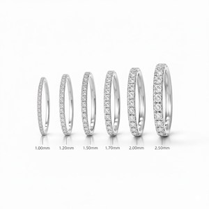 Bague de promesse minimaliste en diamant, argent sterling 925, or massif 10K 14K 18K, diamant rond de laboratoire de 1,70 mm, alliance éternelle complète - Product Image 3