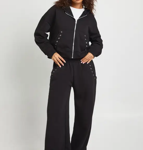 Conjunto de Sudadera de Cuello Redondo y Pantalones Deportivos de Algodón para Mujer, Logotipo Personalizado, OEM, ODM, Marca Privada, Proveedor de Ropa al por Mayor - Product Image 1