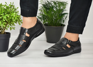 Sandales en cuir véritable de style luxueux pour hommes, respirantes, légères, avec amorti doux, décontractées, pour l'extérieur, toutes saisons - Product Image 2