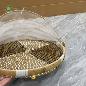 Seagrass food <b>cover</b> with fan pattern Kitchenware and <b>table</b> decoration Wholesale eco-friendly Made in Viet Nam - Product Image 5