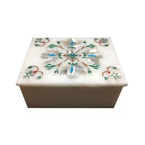 Joyero con incrustaciones indias hecho a mano de forma rectangular Para Boda y decoración del hogar - Product Image 3