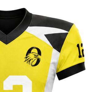 Maillot de football américain jaune et noir à manches courtes, respirant et confortable pour l'entraînement et les matchs - Product Image 5
