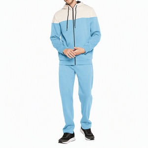 Precio al por mayor: Chándal liso para hombre con cremallera, sudadera con capucha de poliéster acanalado, chándal de entrenamiento de secado rápido para hombre - Product Image 5