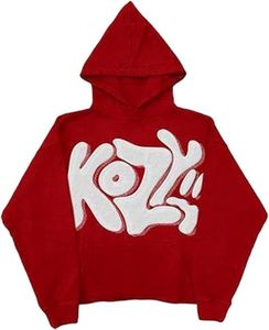 Sweat à capuche oversize en molleton de coton épais, style streetwear urbain, avec impression graphique en relief haute densité - Product Image 1