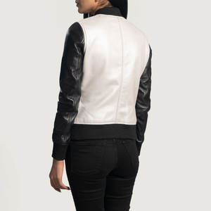 แจ็คเก็ตบอมเบอร์หนังสำหรับผู้หญิง เสื้อคลุมโลหะสีเมทัลลิก ทรงคลาสสิก ปิดด้วยซิป ปลายแขนและชายเสื้อแบบริบ แฟชั่นสตรีทแวร์ สำหรับงานปาร์ตี้และสวมใส่ลำลอง - Product Image 6