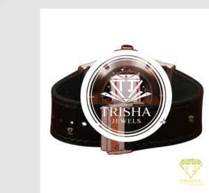 Montre Statement en or rose avec diamants Moissanite, bracelet en cuir marron et finition de luxe exclusive - Product Image 2