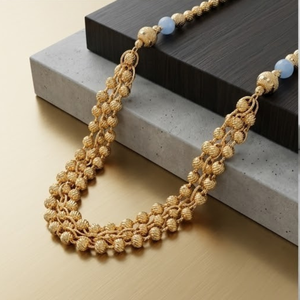 Ensemble de collier Mala à double rang de perles bleues en argent 925 pour femmes, bijoux de créateur, ensemble de boucles d'oreilles assorties - Product Image 4
