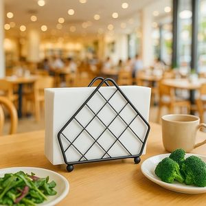 Luxury Gold Wire Napkin Holder – Decorative Arched Metal Paper Tissue Stand, Contemporary Countertop Dispenser for Home Dining - Product Image 1