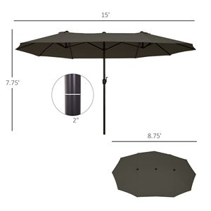 Ombrellone da Esterno a Doppia Faccia da 4,5m Extra Large Grigio con Manovella per Terrazzo, Prato, Giardino, Piscina, Palestra - Parasole da Giardino 2,7m - Product Image 3