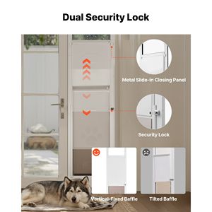 Porte pour chien réglable en hauteur (91-96 cm) pour cadre en alliage d'aluminium avec verre coulissant, avec système de verrouillage, charnières métalliques rotatives, surface finie - Product Image 5