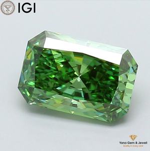 เพชรทรงโซลิแทร์ 2.00 กะรัต เจียระไนแบบเรเดียนท์ สีเขียวแฟนซีสดใส ความสะอาดระดับ VS2 พร้อมใบรับรอง IGI - Product Image 1