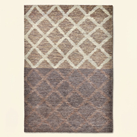 Tapis moderne bicolore à motif losanges, en laine tuftée à la main, écologique, antidérapant, à poils moyens épais, couleur marron beige, pour salon