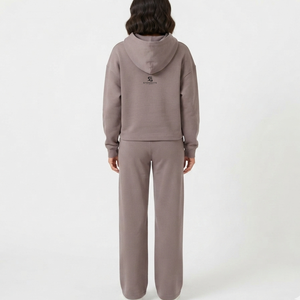 Conjunto de Sudadera con Capucha y Pantalones de Chándal de Felpa de Algodón Oversize para Mujer, Ropa Casual Premium de Invierno, Ajuste Holgado, Color Liso - Product Image 3