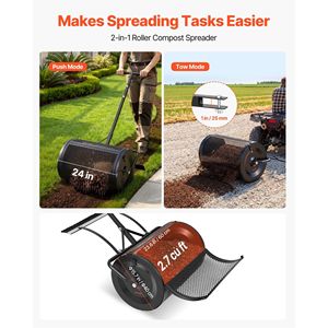 Spargiconcime da 24 Pollici con Maniglia a Spinta/Trazione, 4 Altezze Regolabili, Spargitore di Torba e Fertilizzante da Giardino in Acciaio Verniciato a Polvere - Product Image 2