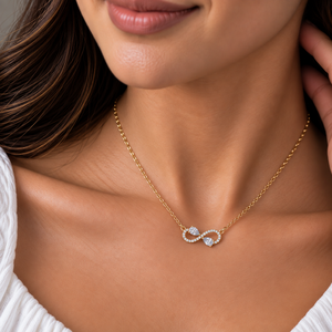 Collier pendentif infini pavé en or massif 14K 18K avec diamant de laboratoire taille poire DEF VVS, bijoux fins, cadeau d'anniversaire, vente en gros OEM - Product Image 2
