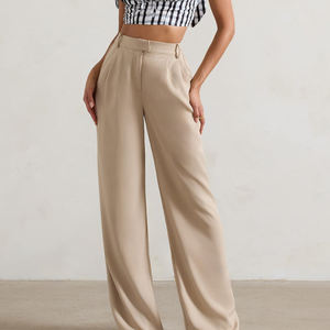 Pantalones de chándal anchos ligeros para mujer 2026 al por mayor, joggers con botones decorativos, pantalones cargo con logo, pantalones de mujer con técnica de lavado. - Product Image 1