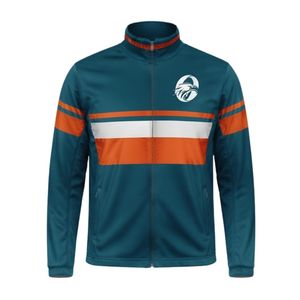 <b>Men</b> Teal Orange Hockey Sports <b>Jacket</b> Polyester Athletic Wear Team Training Uniform Outdoor Activity Performance Apparel - Product Image 1