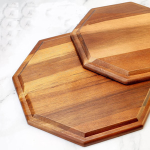 Lot de 3 plateaux de service ronds en bois d'acacia durable Plateau de fromages Planche de charcuterie pour les cadeaux de fête et le service de nourriture - Product Image 6