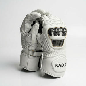 Gants de moto de course en cuir blanc de qualité supérieure, antidérapants, avec protection des jointures, équipement de course professionnel avec logo KADIA - Product Image 6