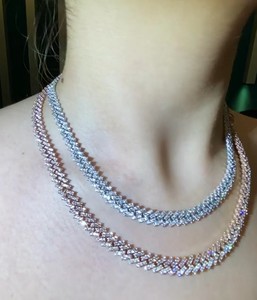 สร้อยคอทอง 9 มม. ประดับเพชรโมอิสซาไนต์สำหรับผู้หญิงและผู้ชาย แบบ Iced Out CZ Miami Cuban Link สไตล์ฮิปฮอป - Product Image 2