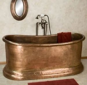 Bañera de Cobre Independiente, Hecha a Mano, Ovalada, Metálica, Decorativa, para Hogar, Baño, Spa, Hotel - Product Image 4