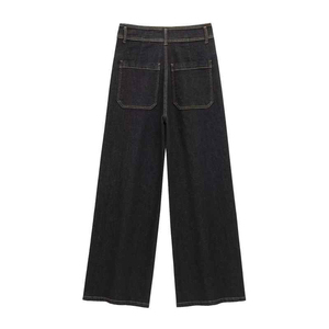 Servicio del fabricante: Pantalones vaqueros de mezclilla de pierna ancha y estilo holgado para mujer, con lavado Monkey y efecto desgastado, de moda urbana. - Product Image 2
