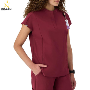 เสื้อสครับสำหรับผู้หญิง คอจีน ผ้าซับเหงื่อ ยืดหยุ่นได้ - Product Image 3
