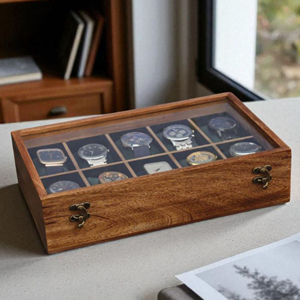 Caja de Almacenamiento de Relojes de Madera Personalizada, Organizador de Relojes de Madera para Relojes Automáticos de AYAANS - Product Image 1