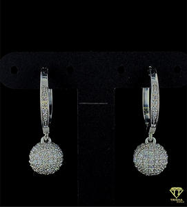 Pendientes de Aro de Plata de Lujo con Bola de Cristal para Mujer, Pendientes de Aro Plateados Brillantes con Bola de Cristal - Product Image 2