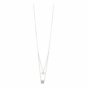 Collar con Colgante de Doble Capa Revalia, Diseño Geométrico/Floral Minimalista para Mujer, Regalo - Product Image 5