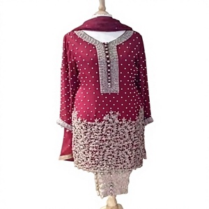 New Trendy Beautiful Heavy Lace Sequined Diamonds Applique Work Natural Waistline Kurta Pant <b>Set</b> - Product Image 1