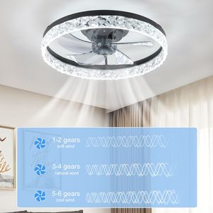 Ventilateur de plafond moderne à profil bas de 20 pouces avec télécommande, lumière LED à intensité variable, 5 pales, 220V, montage encastré - Product Image 5