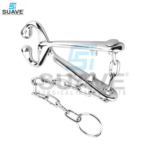SUAVE INSTRUMENTS DE SURGICAL Pince-nez de vache réutilisable Porte-taureau en acier inoxydable avec chaîne Instruments vétérinaires - Product Image 5