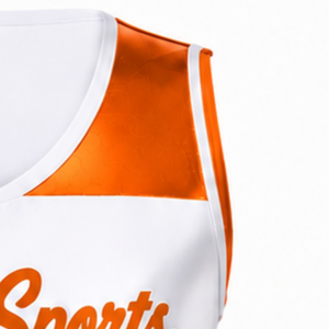 Maillot de cheerleading sans manches sublimé blanc et orange, tenue de sport athlétique pour l'entraînement, la performance et la compétition - Product Image 3