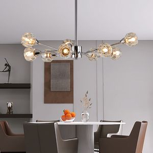 Lampadario Moderno in Cristallo da 28 Pollici con 9 Luci, Finitura Cromata per Soggiorno, Camera da Letto, Sala da Pranzo, Cucina, Illuminazione a Sospensione - Product Image 2