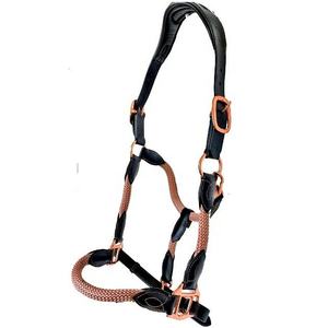 Licol de cheval de style occidental en cuir hybride de qualité supérieure, durable, couleur or rose/brun/noir, personnalisable en couleur et en taille, équestre - Product Image 5